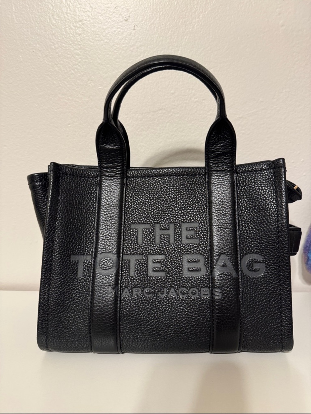Marc Jacobs Black Pebbled Leather Logo Tote